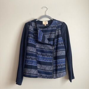 Skies are Blue Geometric Print Moto Style Jacket M